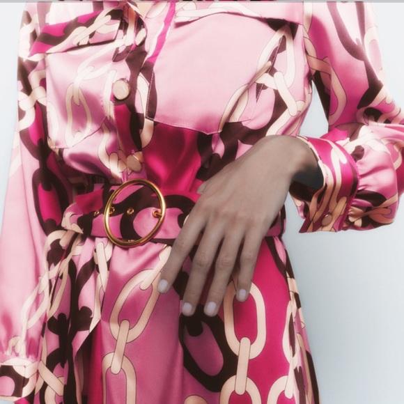 NWT Zara Chain Printed Shirt Dress - Picture 5 of 13